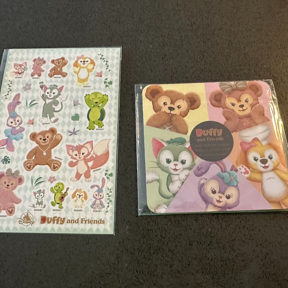 NEW Duffy and Friends Disneyland Hong Kong Drink Coaster Sticker Set Collectible